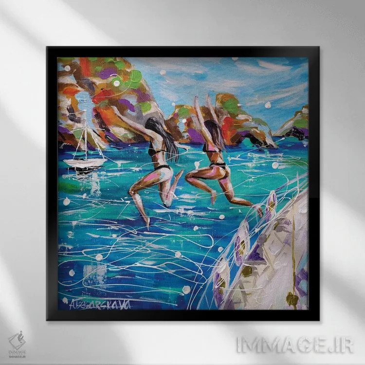 تابلو تابستان در بورا بورا اثر آلیاکساندرا تسسارسکایا - نمای قابدار مشکی