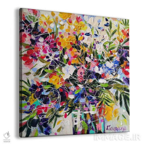 تابلو گلهای رنگارنگ در گلدان اثر آلیاکساندرا تسسارسکایا - نمای پرسپکتیو محصول