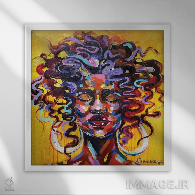 تابلو زیبایی آفریقایی اثر آلیاکساندرا تسسارسکایا - نمای قابدار سفید