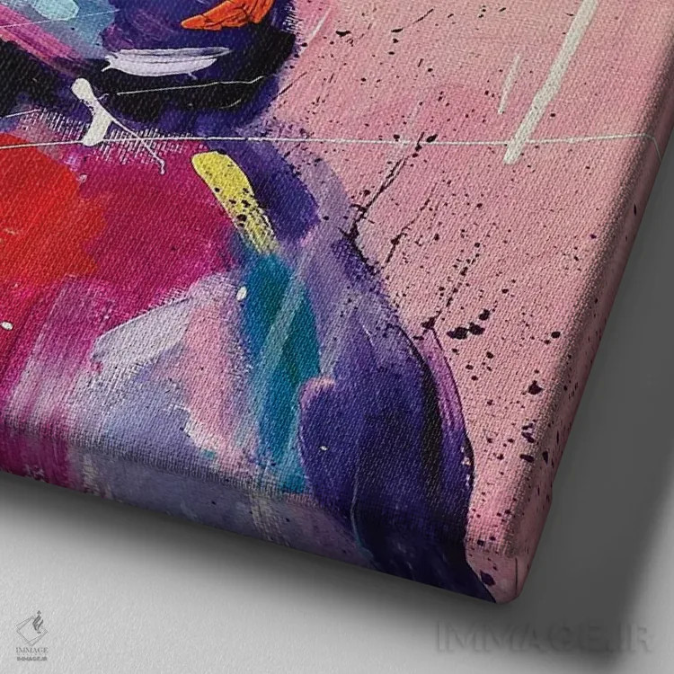 تابلو بولداگ فرانسوی دوستداشتنی اثر آلیاکساندرا تسسارسکایا - نمای نزدیک بافت بوم