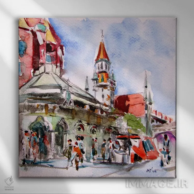 تابلو مونیخ ۲ (اروپا) اثر آنا بریجیتا کوواچ - نمای روبهرو روی دیوار