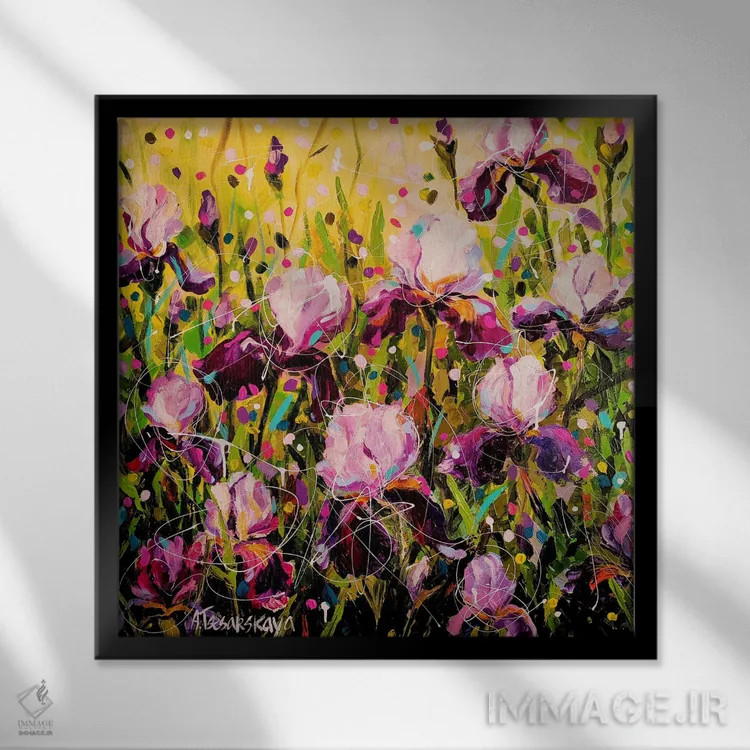 تابلو مزرعهٔ زنبق اثر آلیاکساندرا تسسارسکایا - نمای قابدار مشکی