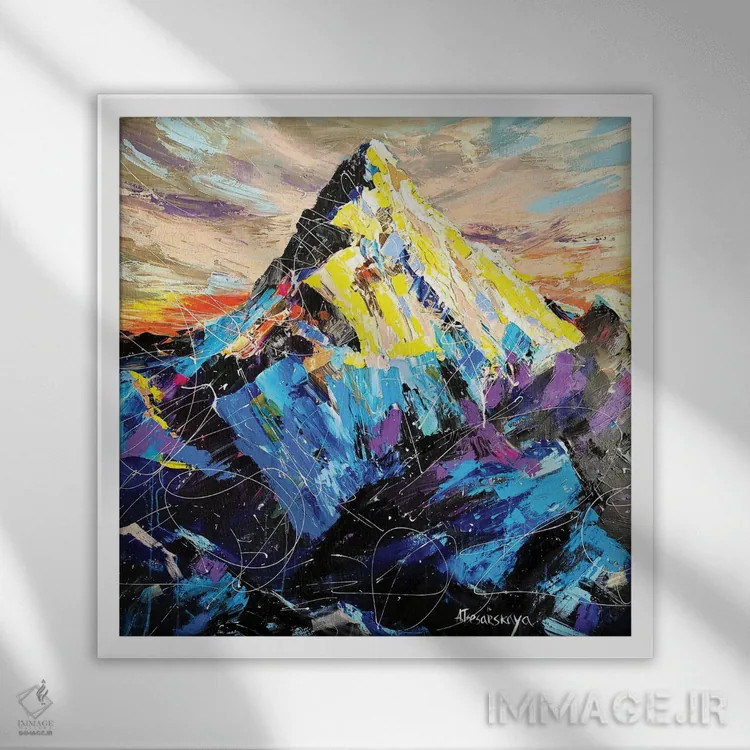 تابلو کوه اثر آلیاکساندرا تسسارسکایا - نمای قابدار سفید