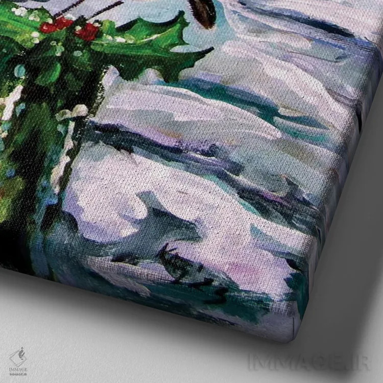 تابلو سینهسرخ در جنگل اثر آنا بریجیتا کوواچ - نمای نزدیک بافت بوم