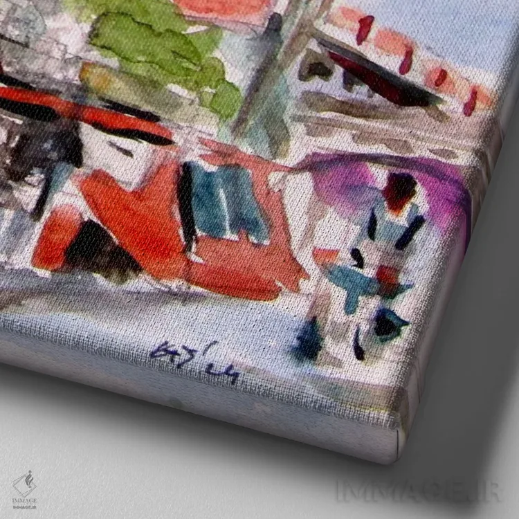 تابلو مونیخ ۲ (اروپا) اثر آنا بریجیتا کوواچ - نمای نزدیک بافت بوم