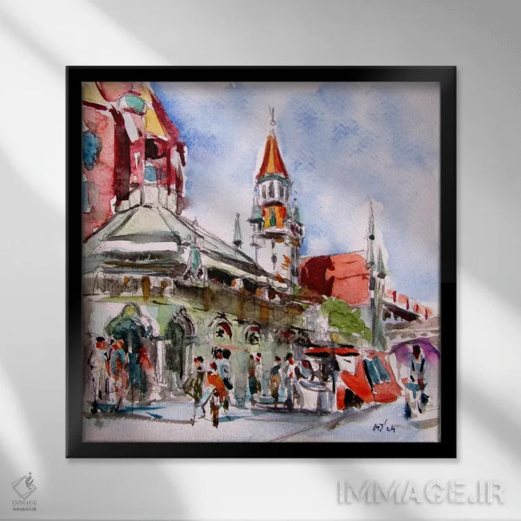 تابلو مونیخ ۲ (اروپا) اثر آنا بریجیتا کوواچ - نمای قابدار مشکی