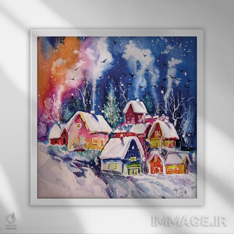 تابلو روستای یخزده ۲ اثر آنا بریجیتا کوواچ - نمای قابدار سفید