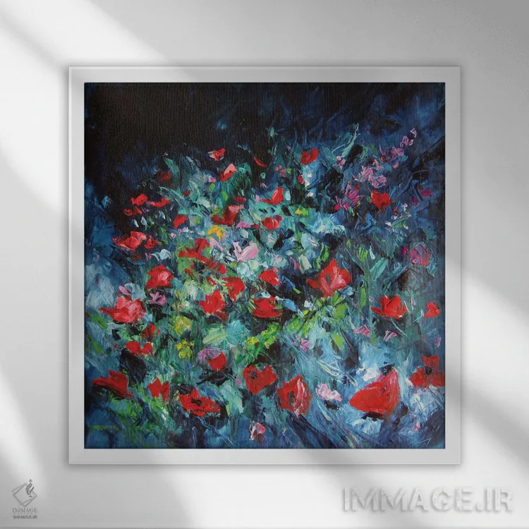 تابلو شقایقها در باغ اثر آنا بریجیتا کوواچ - نمای قابدار سفید