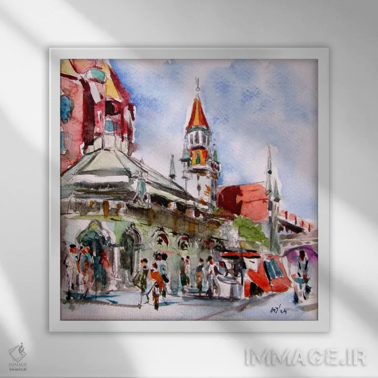 تابلو مونیخ ۲ (اروپا) اثر آنا بریجیتا کوواچ - نمای قابدار سفید