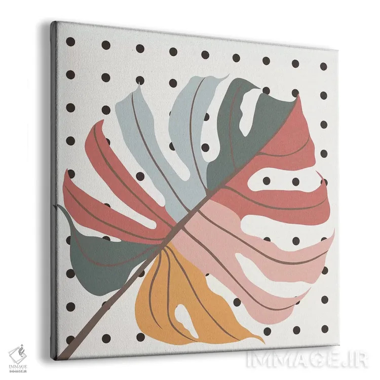 تابلو برگ مانسترا رنگارنگ اثر آلیسا گالیتسینا - نمای پرسپکتیو محصول