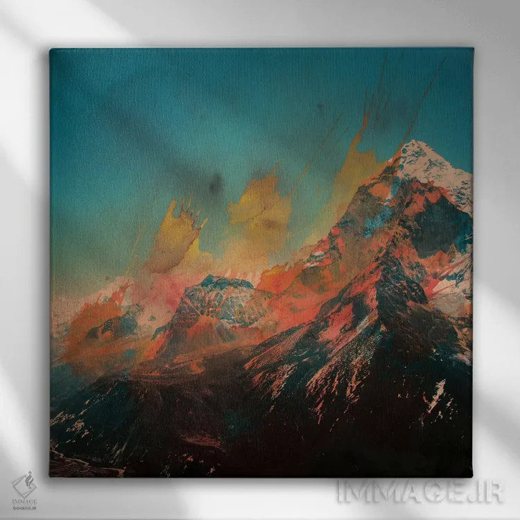 تابلو جریان آب کوهستانی اثر آندریاس لیه - نمای روبهرو روی دیوار