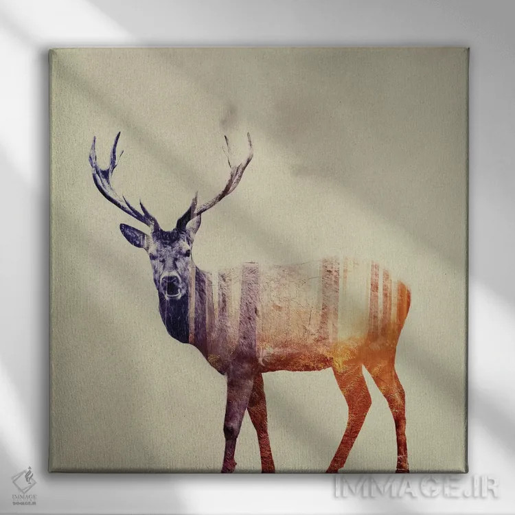 تابلو گوزن I اثر آندریاس لیه - نمای روبهرو روی دیوار