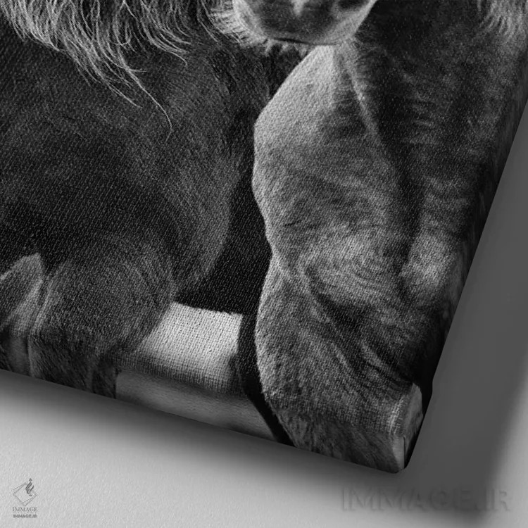 تابلو سه اسب اثر الدندا - نمای نزدیک بافت بوم