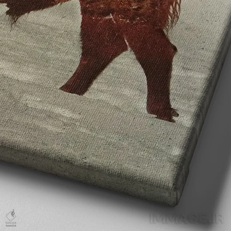 تابلو گاومیش آمریکایی II اثر آندریاس لیه - نمای نزدیک بافت بوم