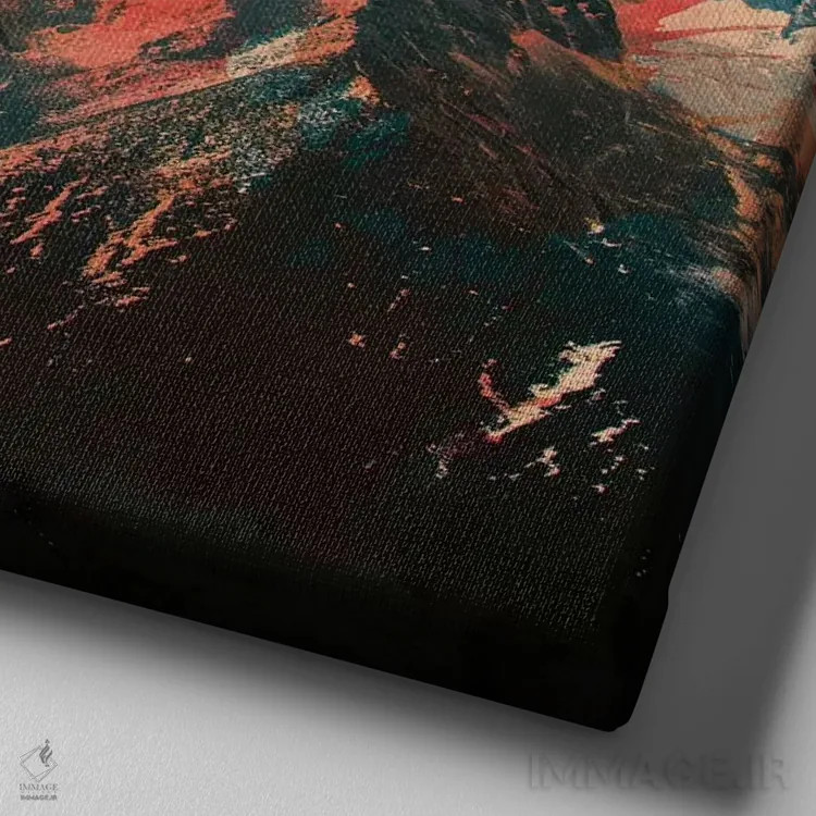 تابلو جریان آب کوهستانی اثر آندریاس لیه - نمای نزدیک بافت بوم