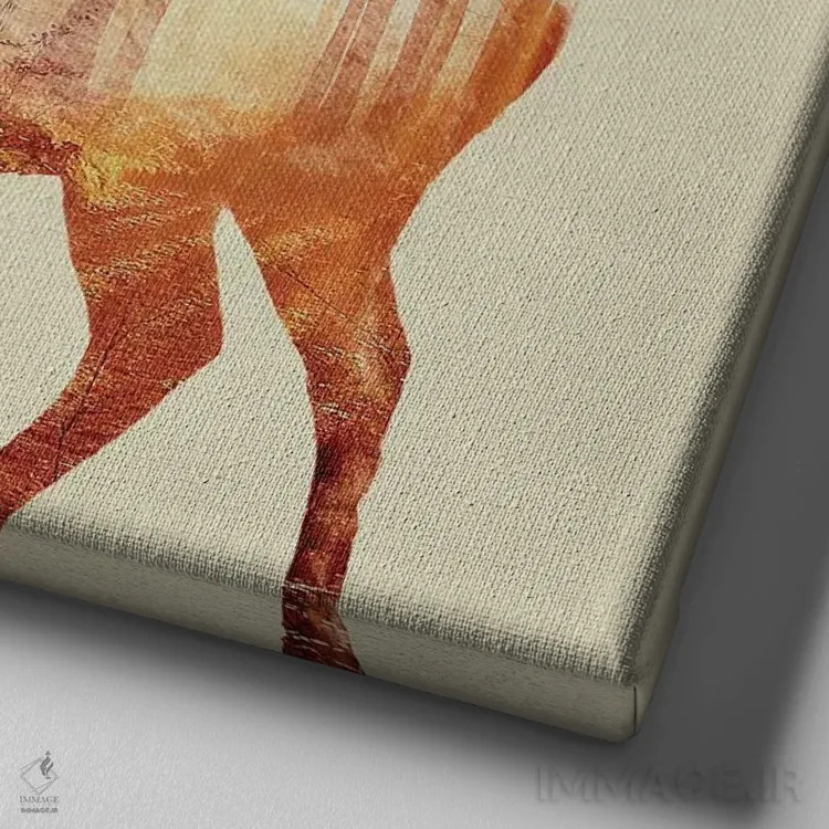 تابلو گوزن I اثر آندریاس لیه - نمای نزدیک بافت بوم