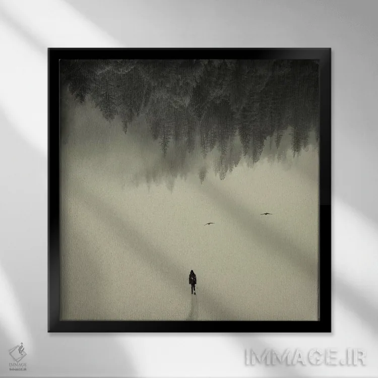 تابلو قدم زدن آرام اثر آندریاس لیه - نمای قابدار مشکی