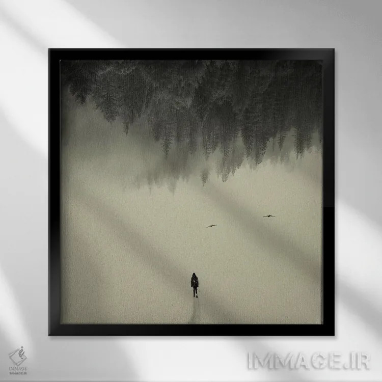 تابلو قدم زدن آرام اثر آندریاس لیه - نمای قابدار مشکی