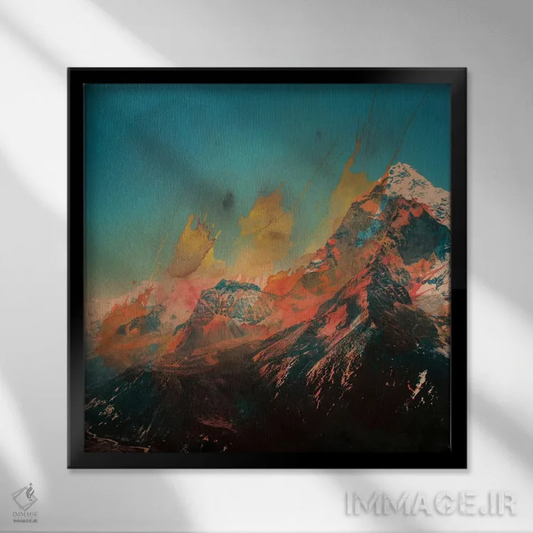 تابلو جریان آب کوهستانی اثر آندریاس لیه - نمای قابدار مشکی