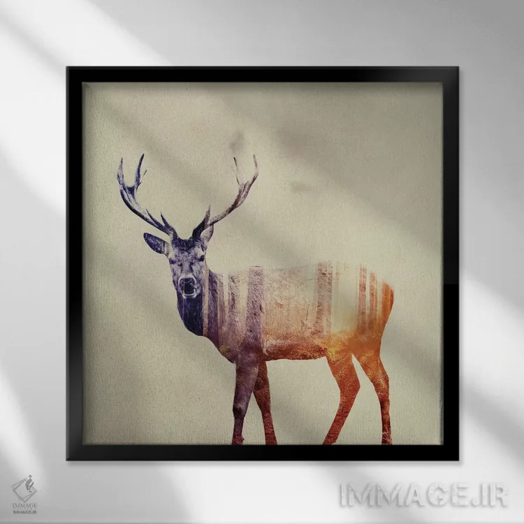 تابلو گوزن I اثر آندریاس لیه - نمای قابدار مشکی