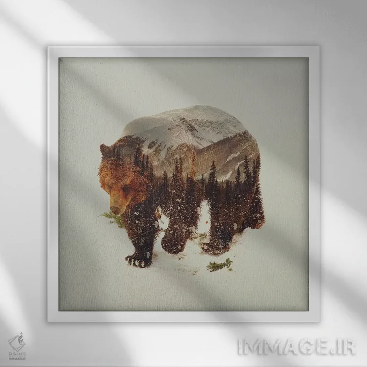تابلو خرس I اثر آندریاس لیه - نمای قابدار سفید