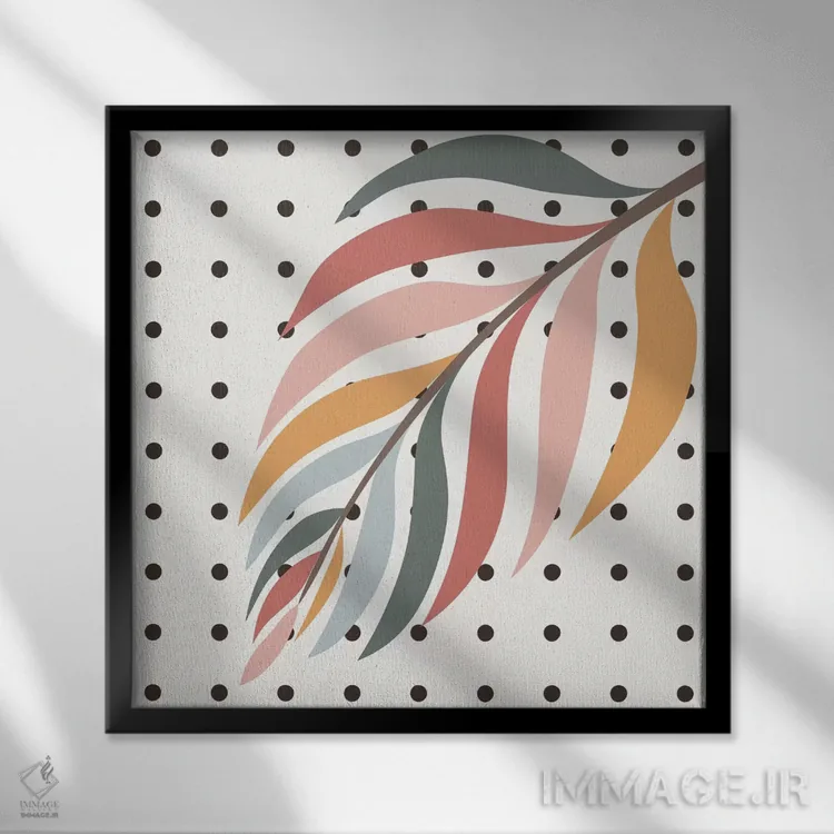 تابلو شاخه نخل رنگارنگ اثر آلیسا گالیتسینا - نمای قابدار مشکی