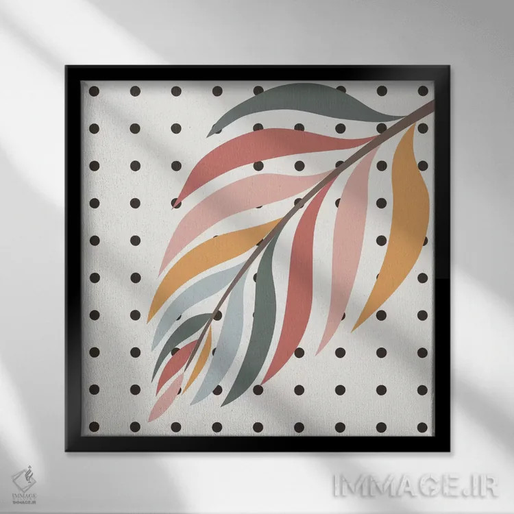 تابلو شاخه نخل رنگارنگ اثر آلیسا گالیتسینا - نمای قابدار مشکی