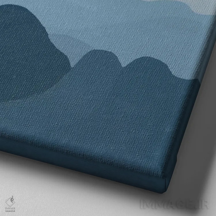 تابلو غروب پاستلی بر فراز کوههای آبی اثر آلیسا گالیتسینا - نمای نزدیک بافت بوم