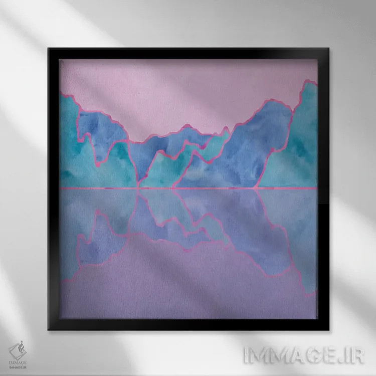 تابلو انعکاس کوه در آب اثر آلیسا گالیتسینا - نمای قابدار مشکی