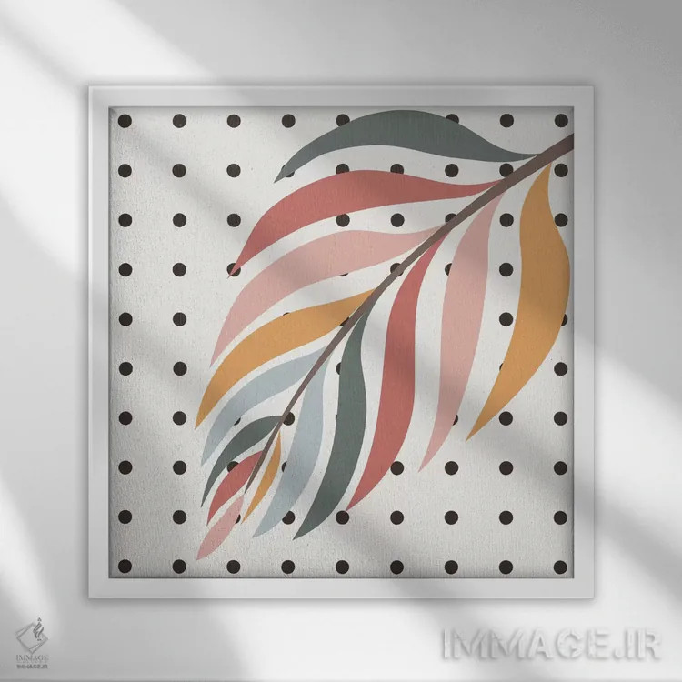 تابلو شاخه نخل رنگارنگ اثر آلیسا گالیتسینا - نمای قابدار سفید