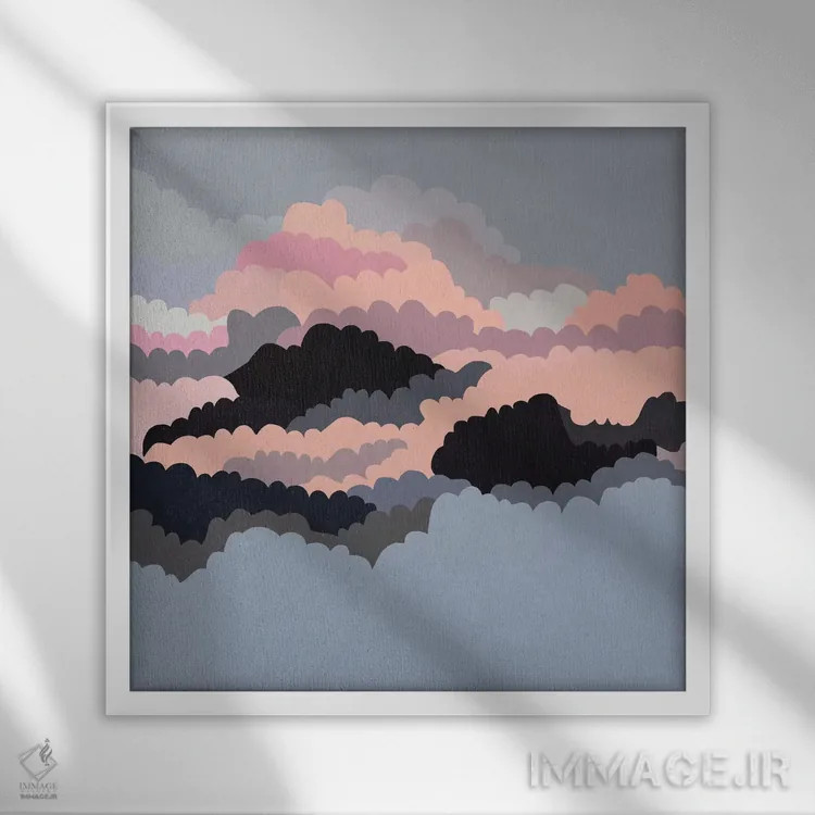 تابلو ابرهای غروب جادویی در آسمان اثر آلیسا گالیتسینا - نمای قابدار سفید