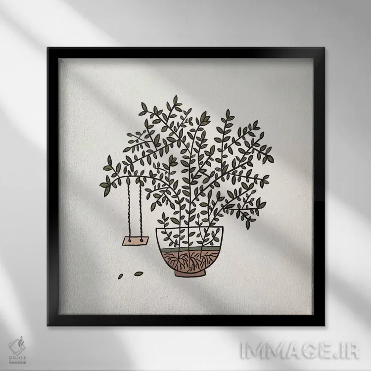 تابلو حیاط گلدانی اثر آلیسا گالیتسینا - نمای قابدار مشکی