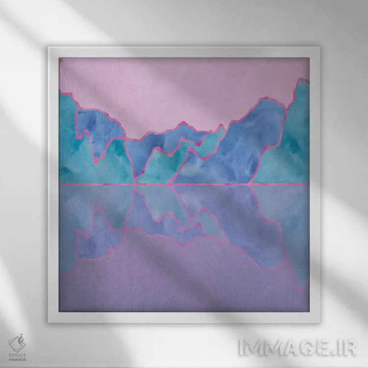 تابلو انعکاس کوه در آب اثر آلیسا گالیتسینا - نمای قابدار سفید