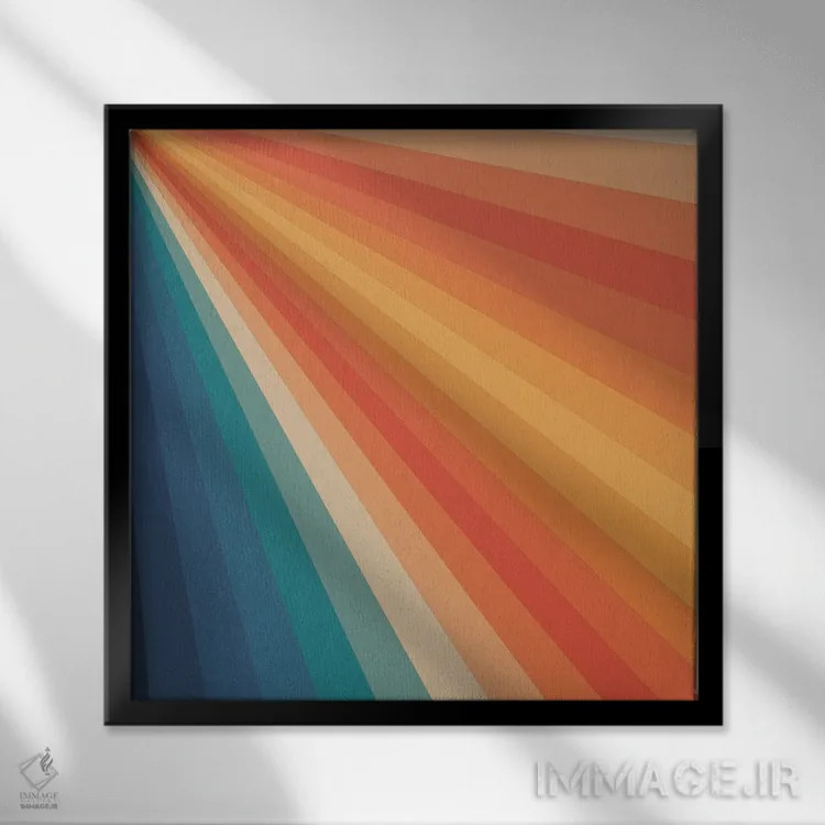 تابلو پرتوهای خورشید رترو دهه ۷۰ اثر آلیسا گالیتسینا - نمای قابدار مشکی