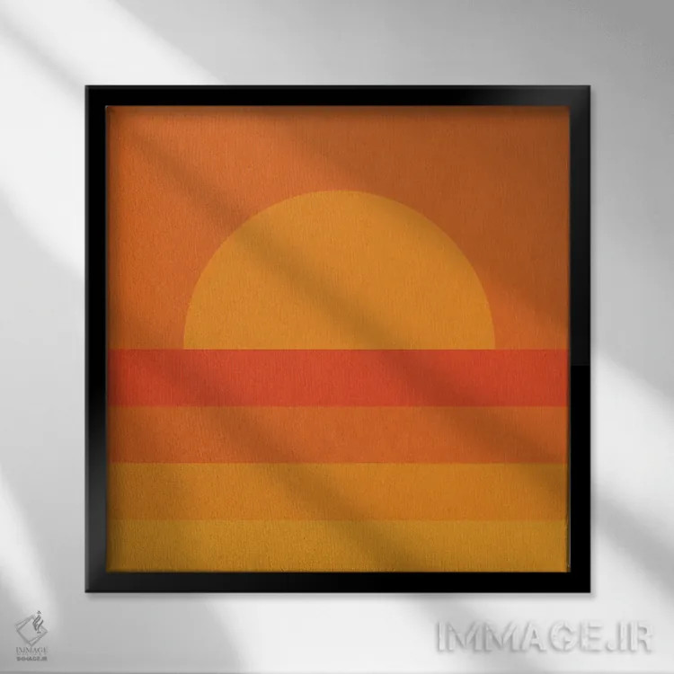 تابلو غروب هندسی رترو اثر آلیسا گالیتسینا - نمای قابدار مشکی