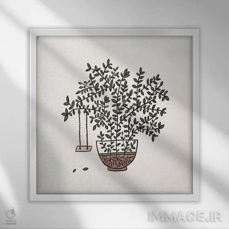 تابلو حیاط گلدانی اثر آلیسا گالیتسینا - نمای قابدار سفید