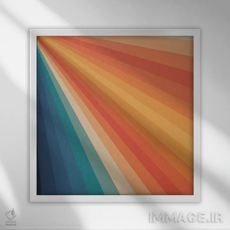 تابلو پرتوهای خورشید رترو دهه ۷۰ اثر آلیسا گالیتسینا - نمای قابدار سفید