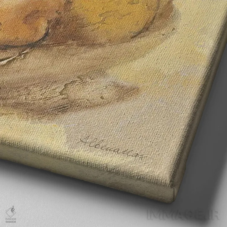 تابلو گلابیهای آفتابخورده اثر آلبنا خریستوا - نمای نزدیک بافت بوم