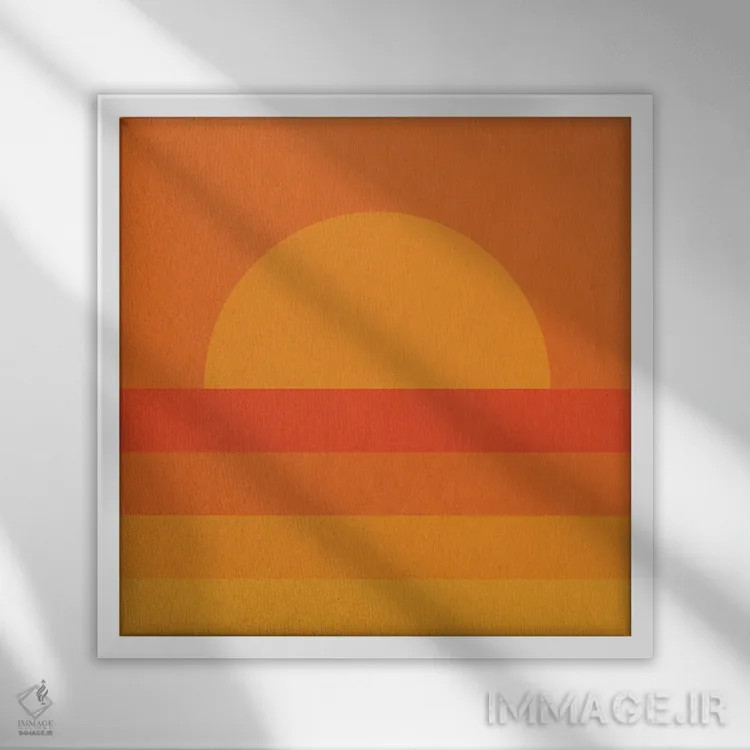 تابلو غروب هندسی رترو اثر آلیسا گالیتسینا - نمای قابدار سفید
