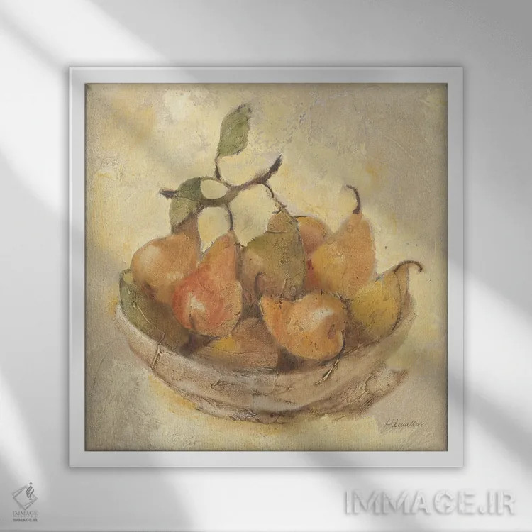 تابلو گلابیهای آفتابخورده اثر آلبنا خریستوا - نمای قابدار سفید