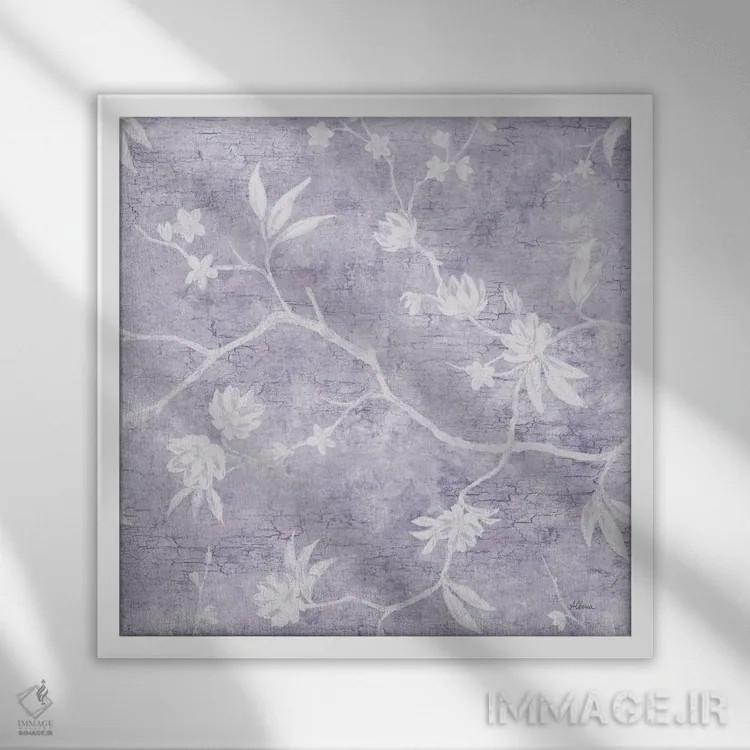 تابلو پیچکها روی اسطوخودوس اثر آلبنا خریستوا - نمای قابدار سفید