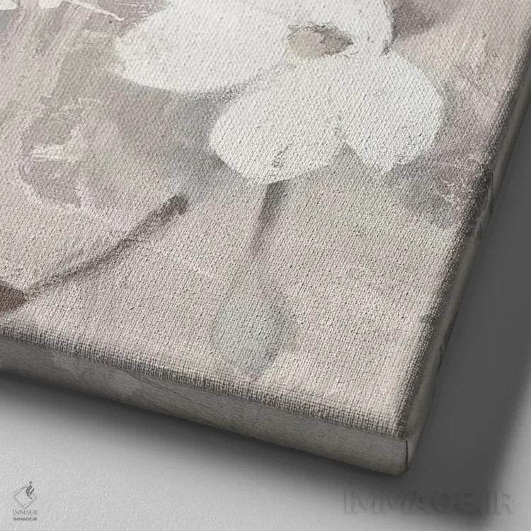 تابلو شاخه مگنولیا با کرپ خامهای معکوس اثر آلبنا خریستوا - نمای نزدیک بافت بوم