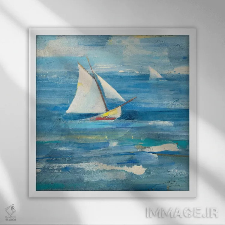 تابلو نور بادبان اقیانوس اثر آلبنا خریستوا - نمای قابدار سفید