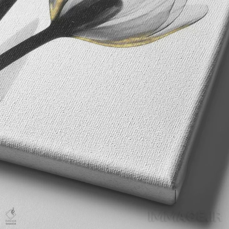 تابلو لالههای تزیینشده با طلا ۱ اثر آلبرت کوئتسیِر - نمای نزدیک بافت بوم