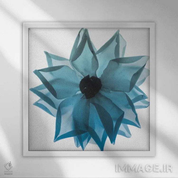 تابلو آبی گلبرگ رز ۱ اثر آلبرت کوئتسیِر - نمای قابدار سفید