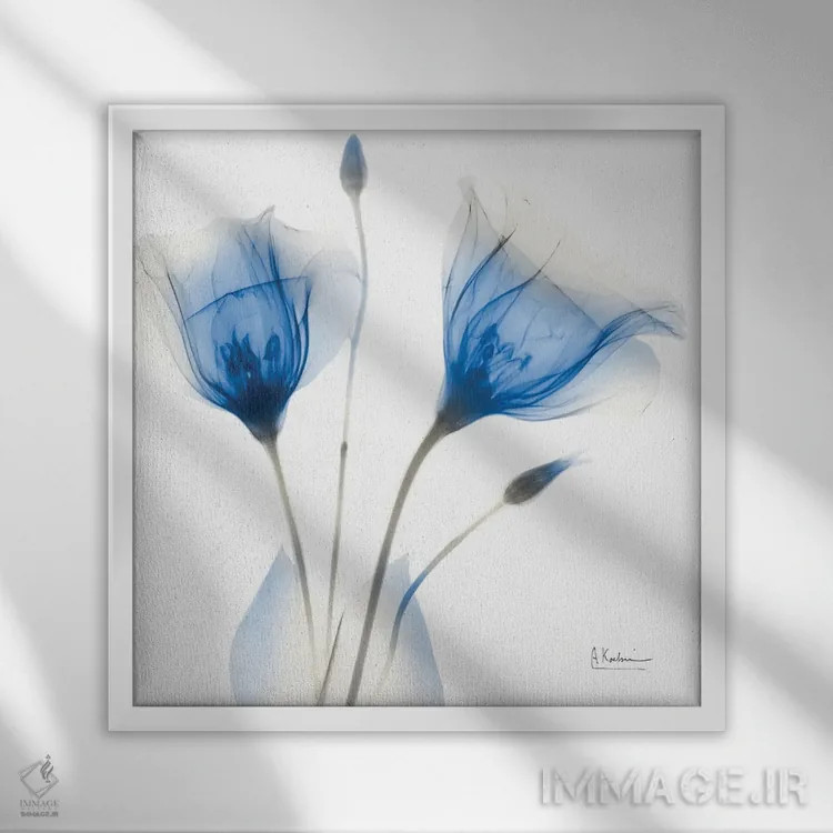 تابلو برداشت نیلی تیره II اثر آلبرت کوئتسیِر - نمای قابدار سفید