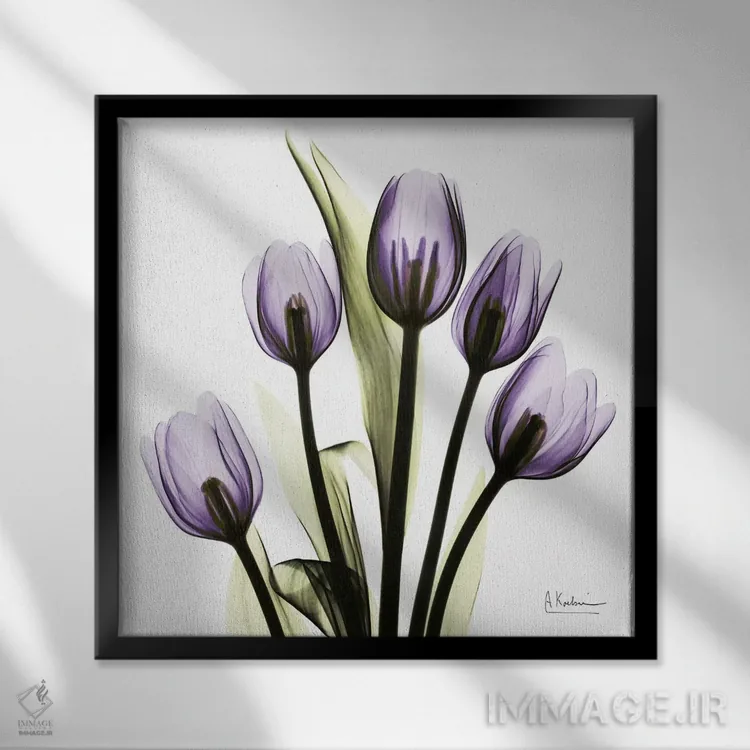 تابلو تصور لالهها اثر آلبرت کوئتسیِر - نمای قابدار مشکی