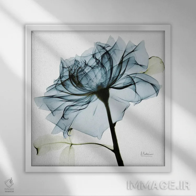 تابلو رز سبزآبی III اثر آلبرت کوئتسیِر - نمای قابدار سفید