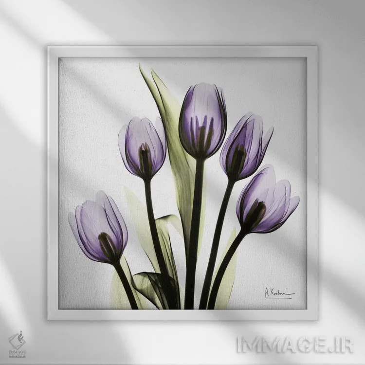 تابلو تصور لالهها اثر آلبرت کوئتسیِر - نمای قابدار سفید