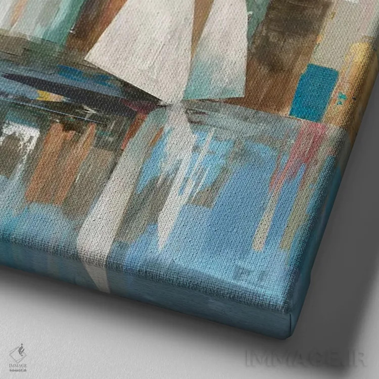 تابلو رجاتا I (مسابقه قایقرانی) اثر آلیسون پیرس - نمای نزدیک بافت بوم